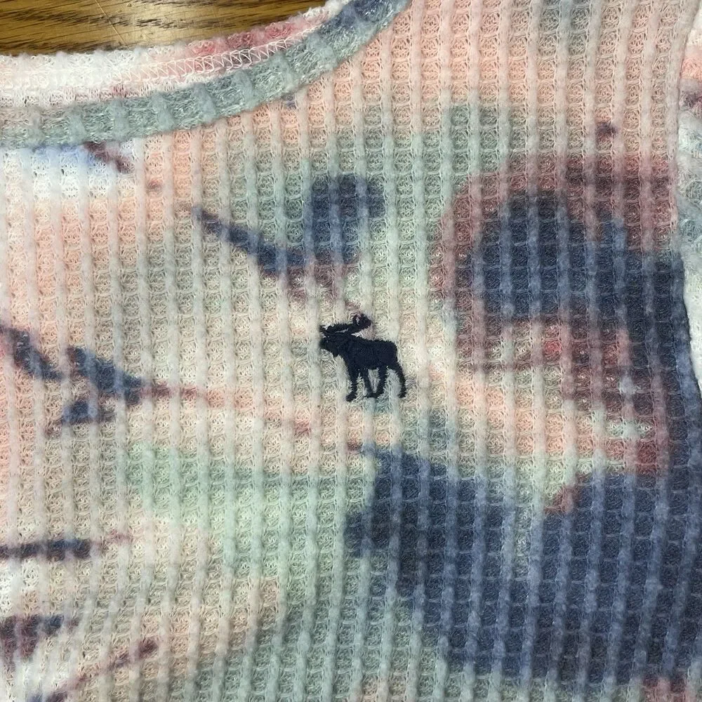 Abercrombie Kids Girls 9/10 Tie Dye Waffle Knit Long Sleeve Knot Front Top M